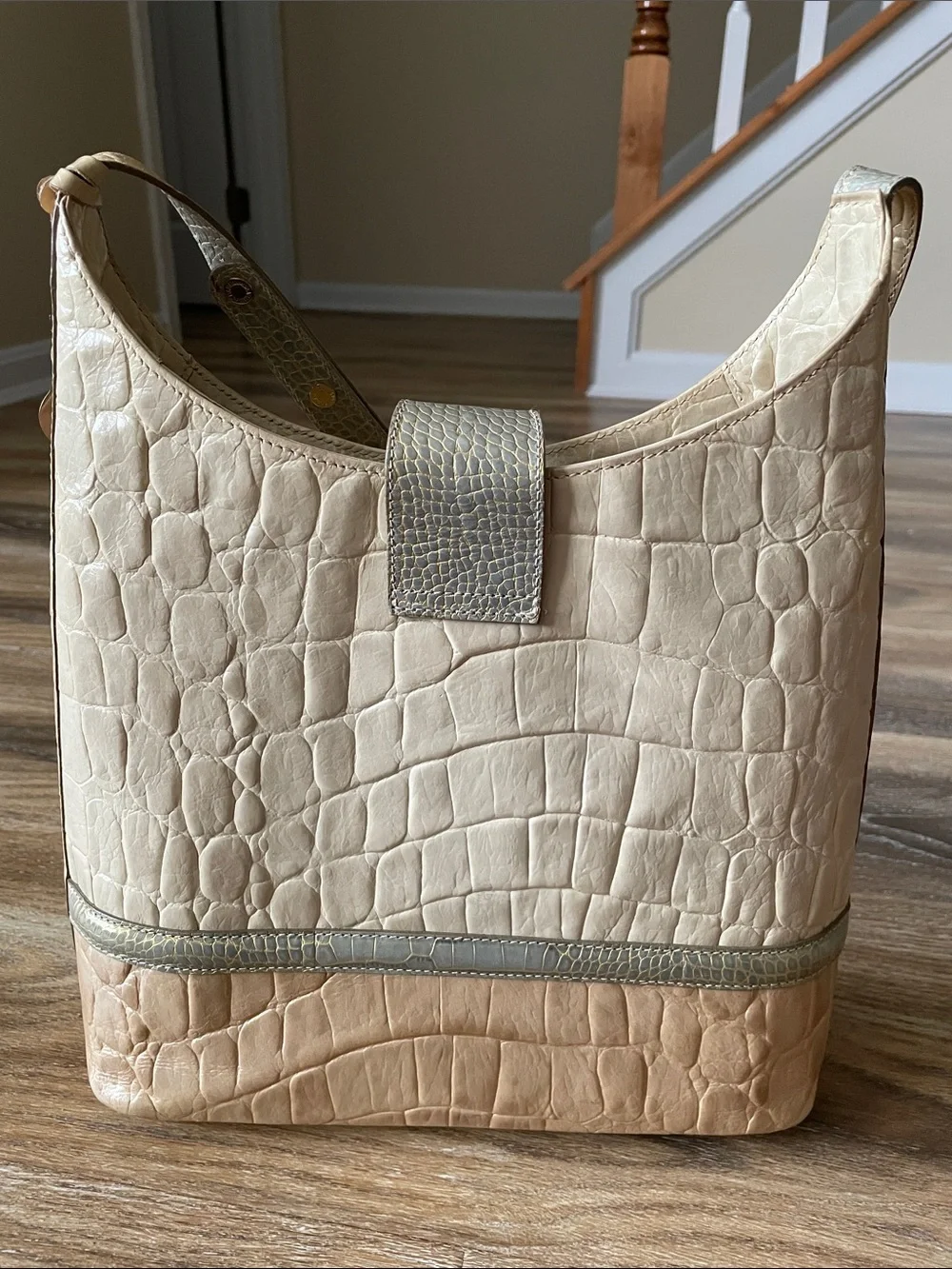 Brahmin Kendall Tri Color Cream Hobo Shoulder Bag
